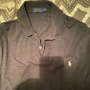 THREE LARGE TALL POLOS (gray, light teal & red)